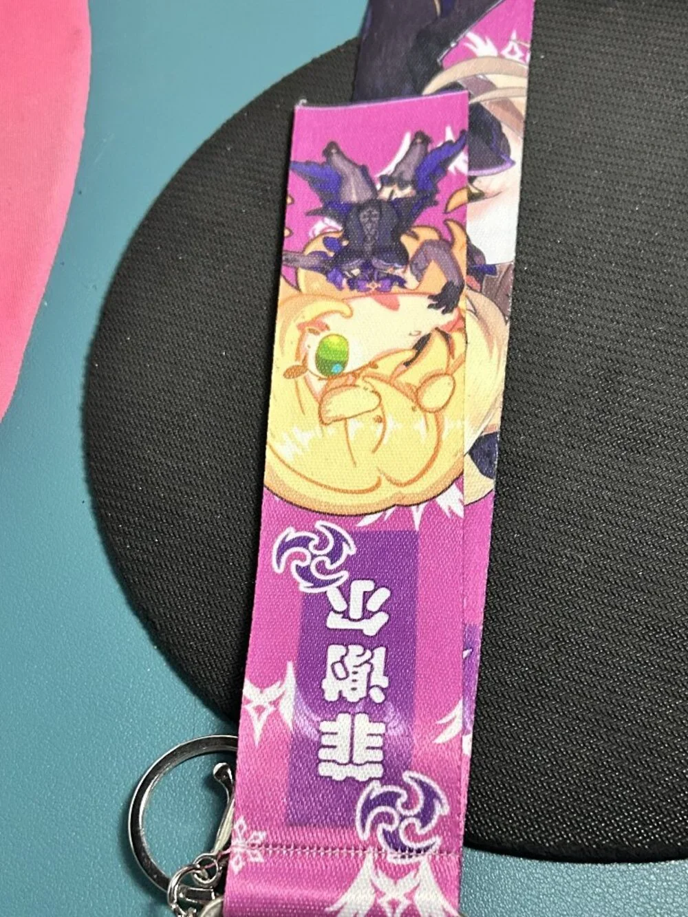 Genshin Impact Fischl Fabric Wristlet Lanyard Keychain with Jingle Bell